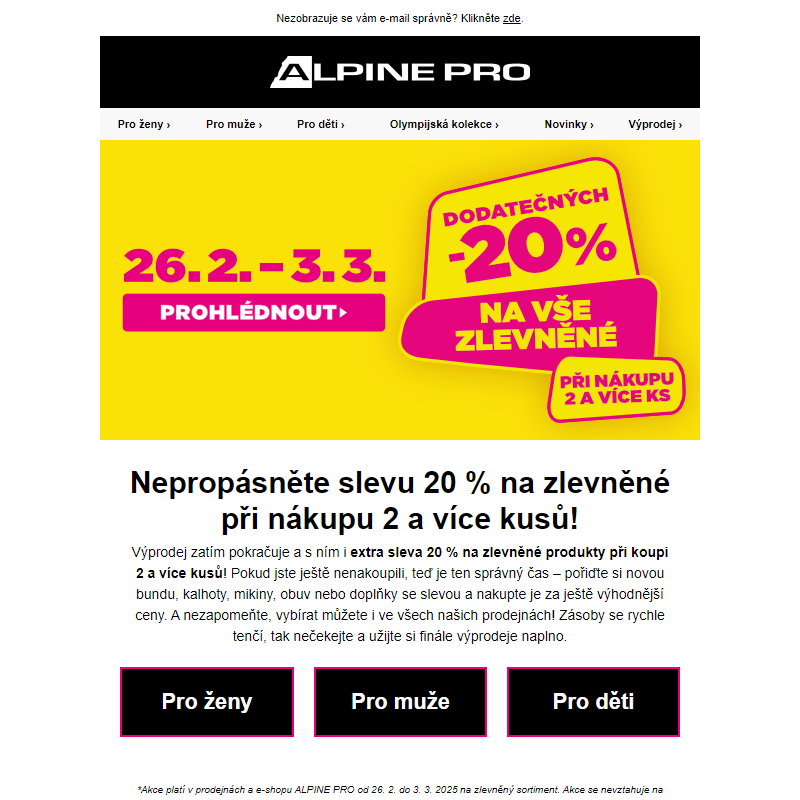 Nakupte 2 a více zlevněných kousků a extra sleva 20 % je vaše!