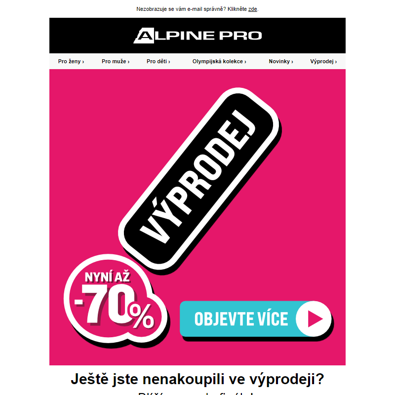 Výprodej se slevami až 70 % se blíží do finále!