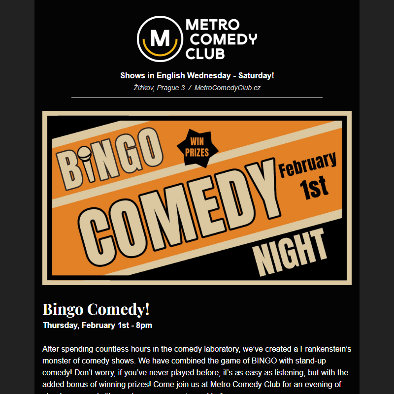 New Bingo Comedy Thursday Night _