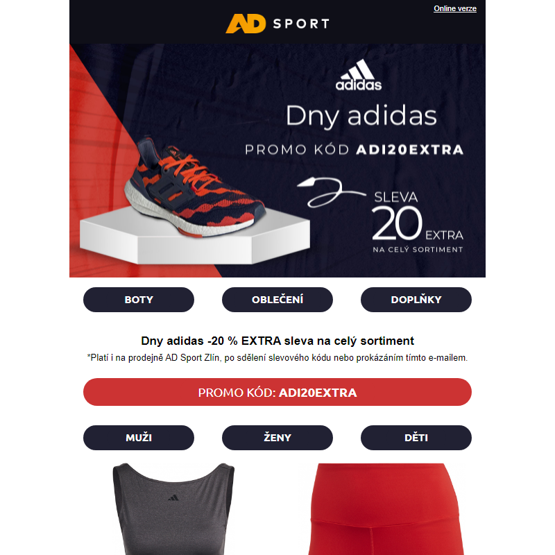 Dny adidas | sleva -20 % EXTRA na celý sortiment