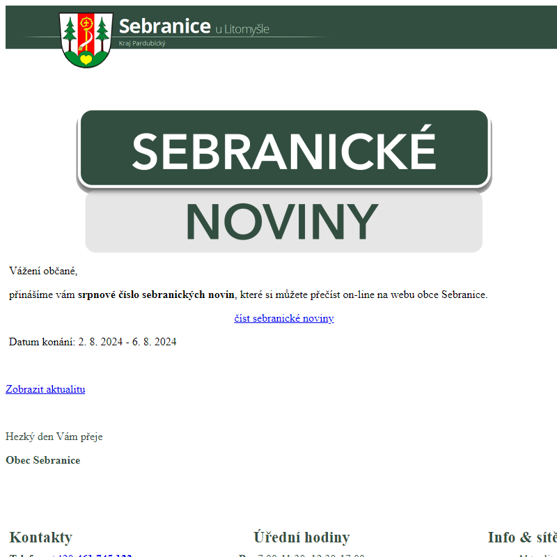 SEBRANICKÉ NOVINY - SRPEN