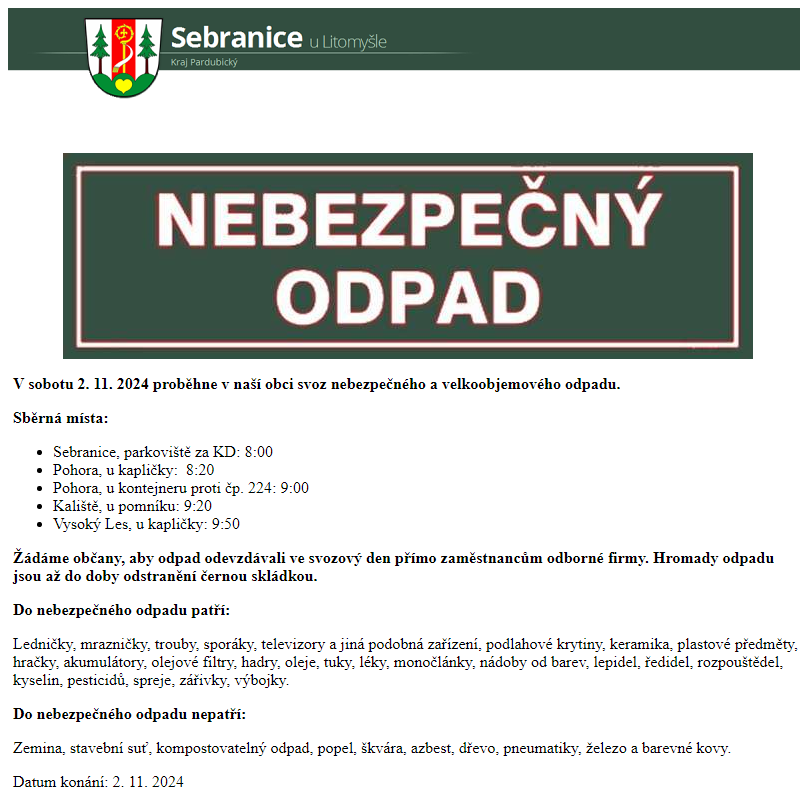 SVOZ NEBEZPEČNÉHO ODPADU