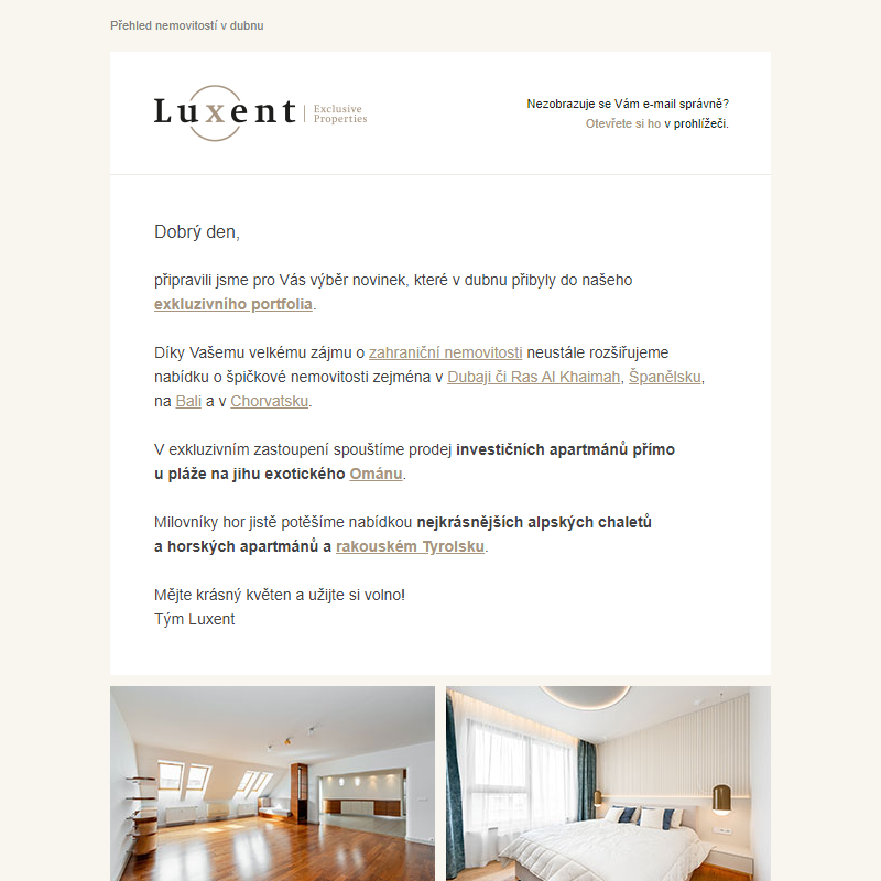 Newsletter Luxent | duben 2024
