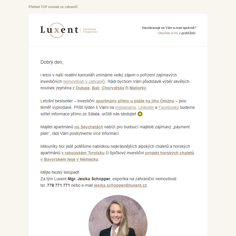 Newsletter Luxent | ZAHRANIČÍ