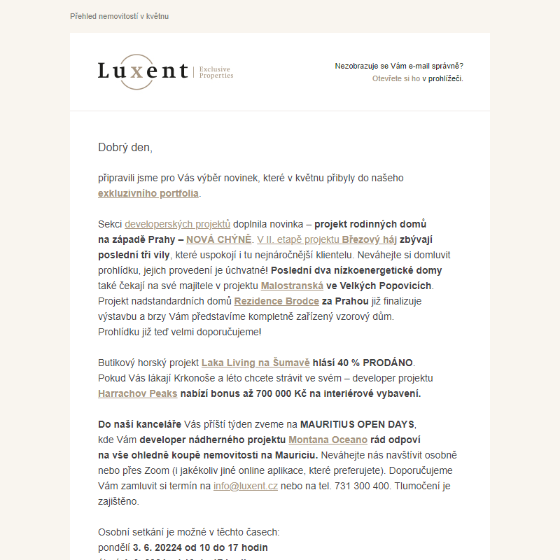 Newsletter Luxent | květen 2024