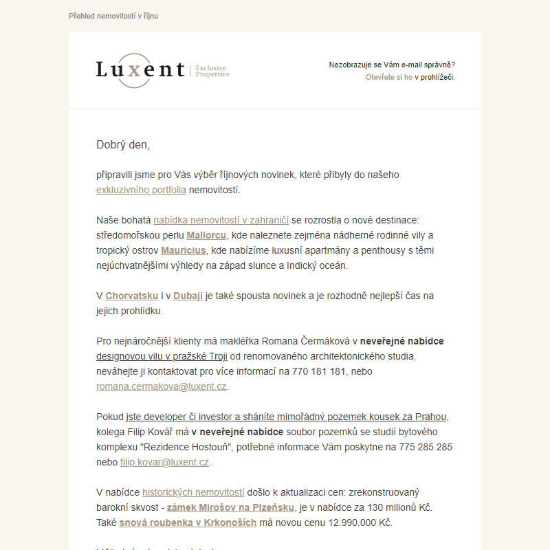 Newsletter Luxent | říjen 2023