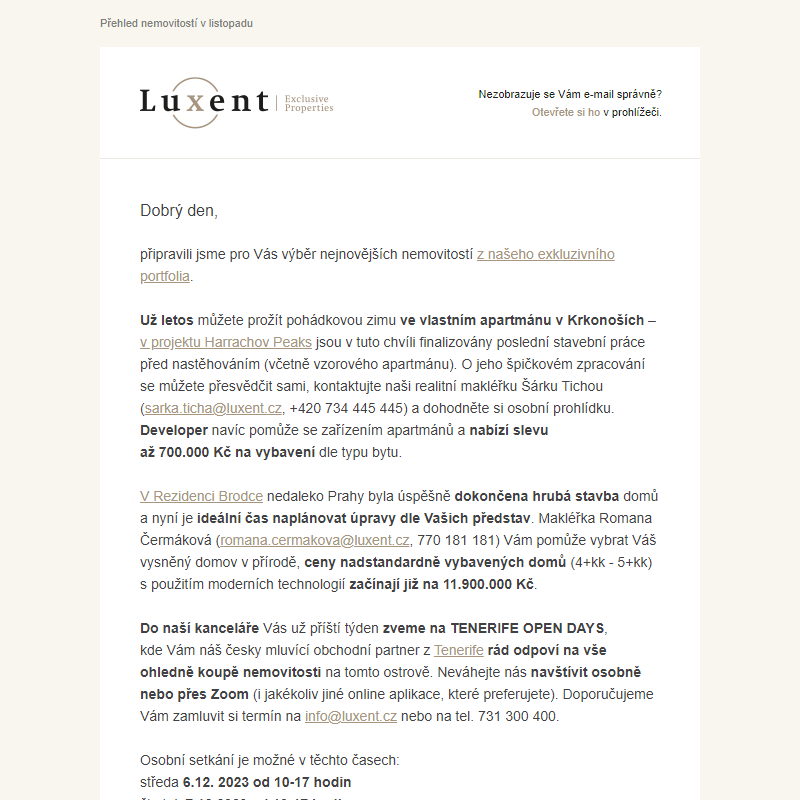Newsletter Luxent | listopad 2023