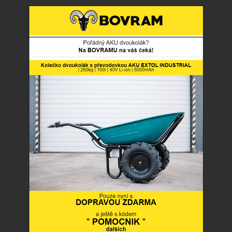 __ Už jenom dva dny!! Využijte 10% slevu a Dopravu Zdarma na Dvoukolák EXTOL __ BOVRAM.cz __