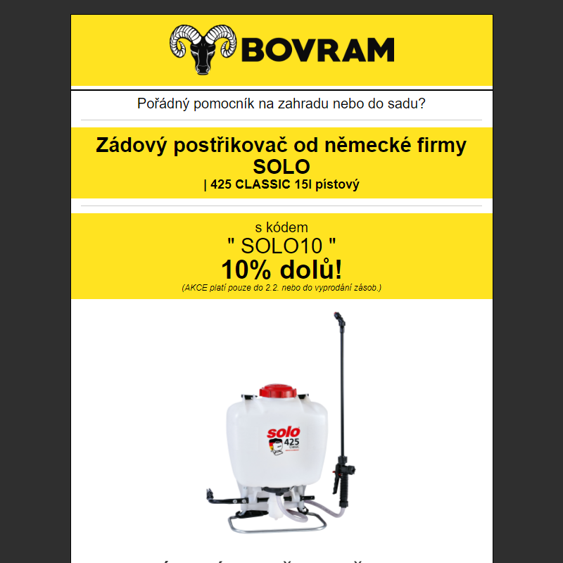 __ Využijte 10% slevu na německý, zádový postřikovač SOLO __ BOVRAM.cz __