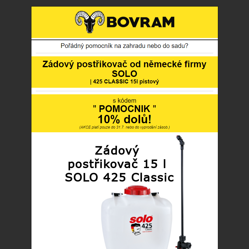 __ , Využijte 10% slevu na německý, zádový postřikovač SOLO __ BOVRAM.cz __