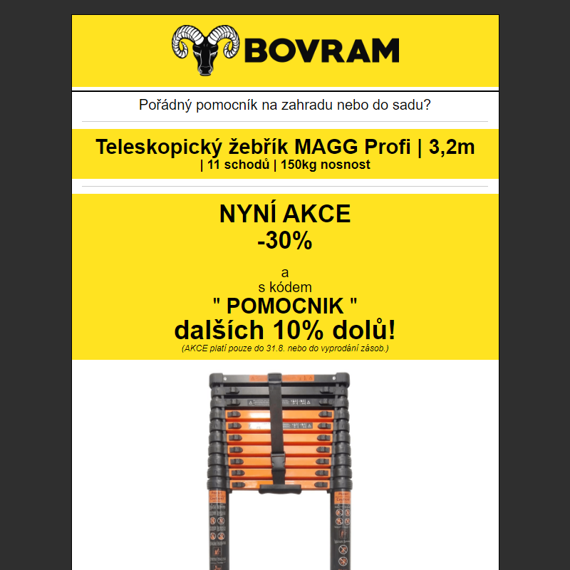 __ , Až 40% Teleskopický žebřík MAGG Profi | 3,2m | Nosnost 150kg __ BOVRAM.cz __