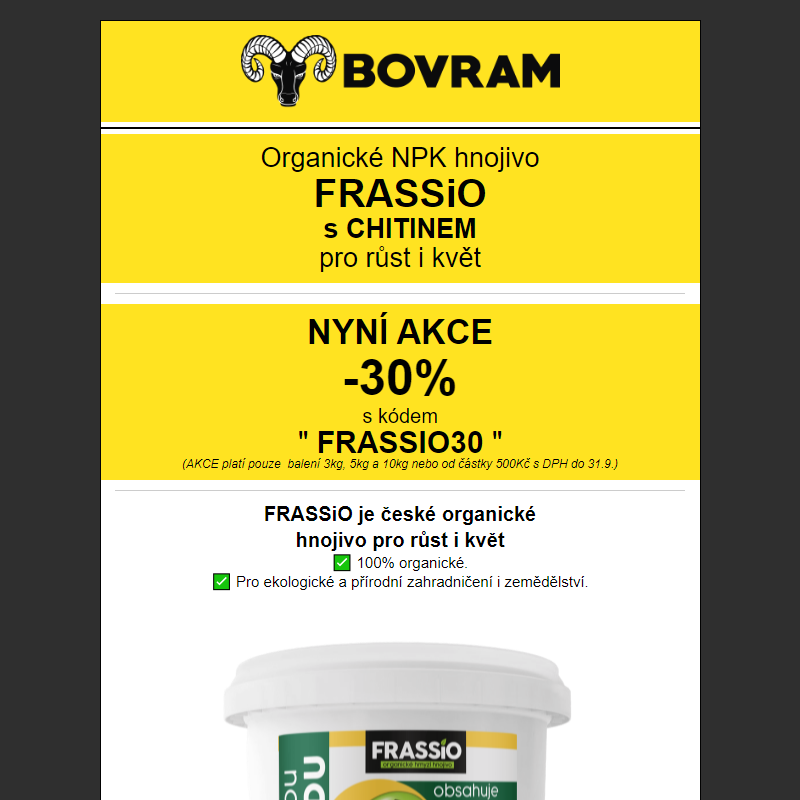 __ KONEC akce -30% na organické hnojivo FRASSiO __ BOVRAM.cz __