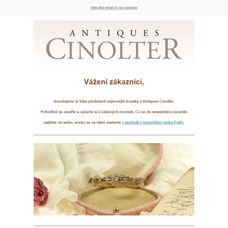 Lednové novinky ve starožitnictví Antiques Cinolter _