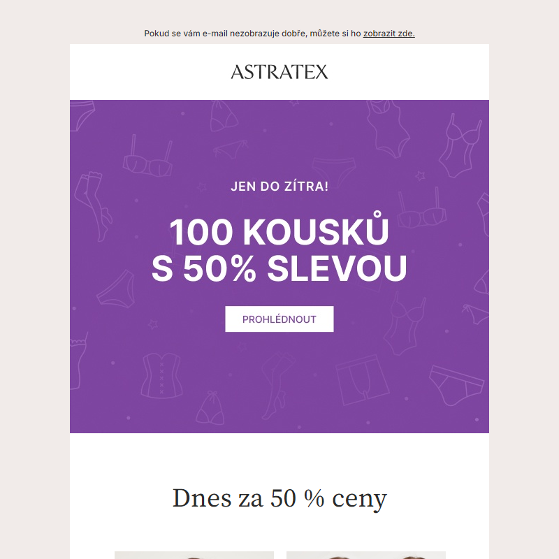 Šťastná stovka! 50% sleva na _kousků.