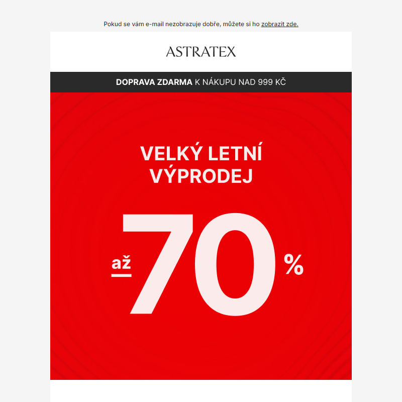 Slevy až 70 % a doprava zdarma. Do zítra!