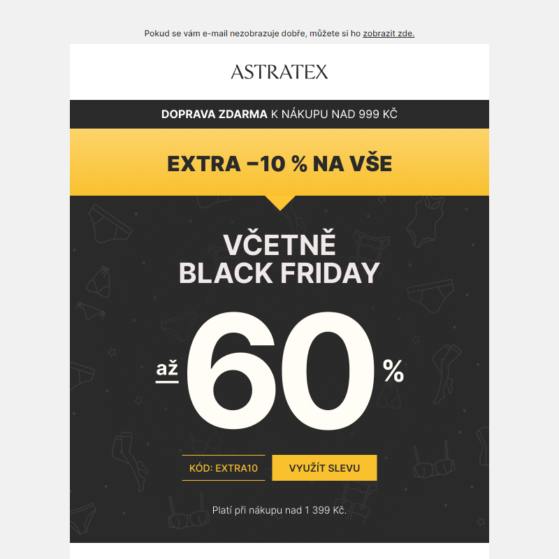 Užijte si extra _10 %. Platí i na Black Friday slevy.