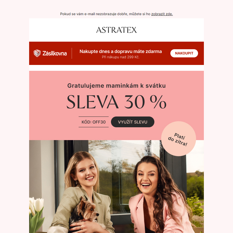 Gratujuleme a posíláme 30% slevu _ Krásný svátek všem maminkám!