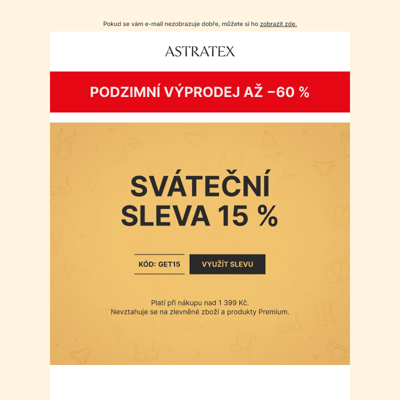 Sváteční sleva 15 % _ a podzimní výprodej až _60 %.