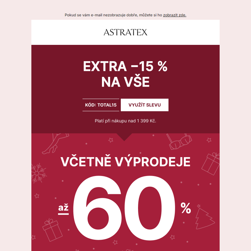 Extra _15 % _ na vše včetně výprodeje až _60 % _