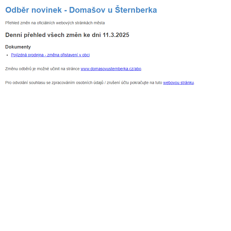 Odběr novinek ze dne 11.3.2025