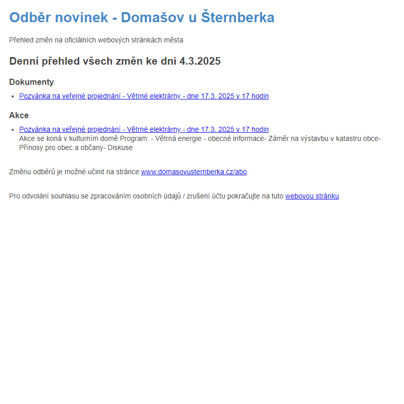 Odběr novinek ze dne 4.3.2025