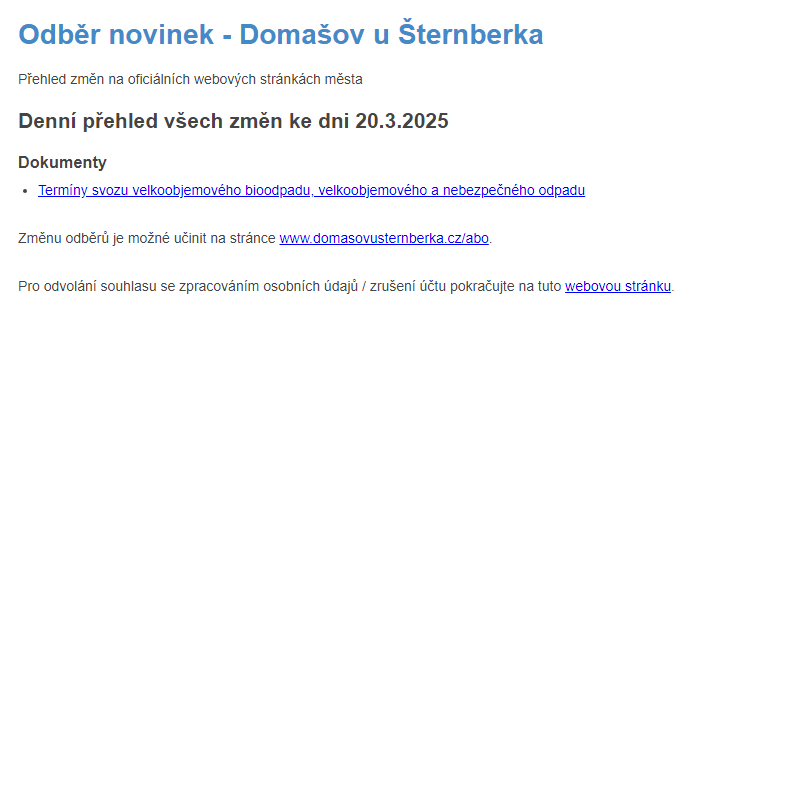 Odběr novinek ze dne 20.3.2025