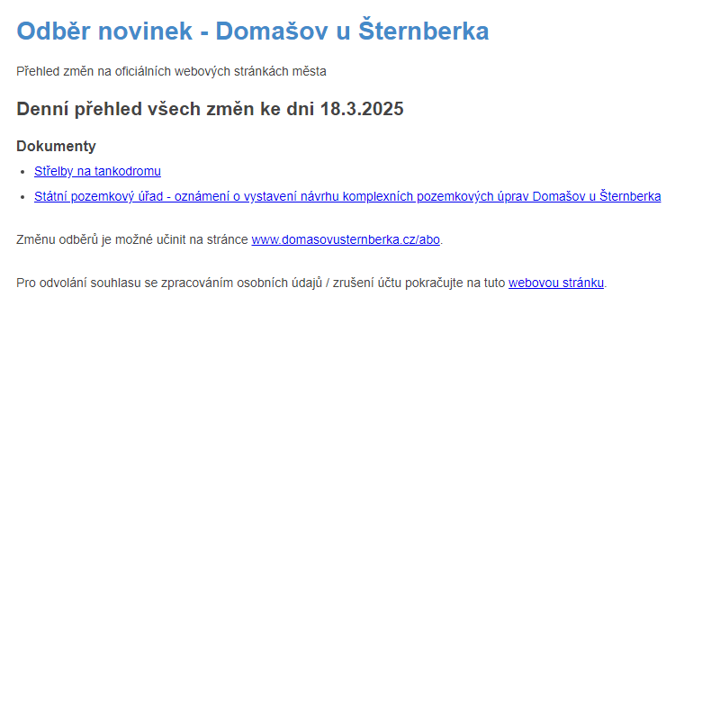 Odběr novinek ze dne 18.3.2025