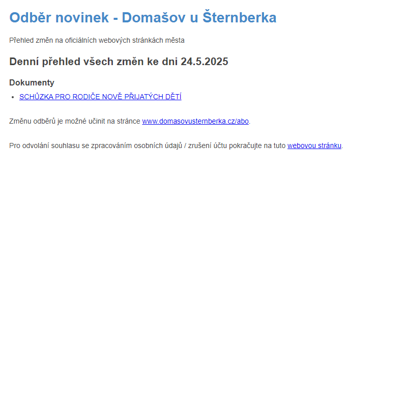 Odběr novinek ze dne 24.5.2025