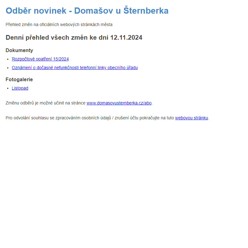 Odběr novinek ze dne 12.11.2024