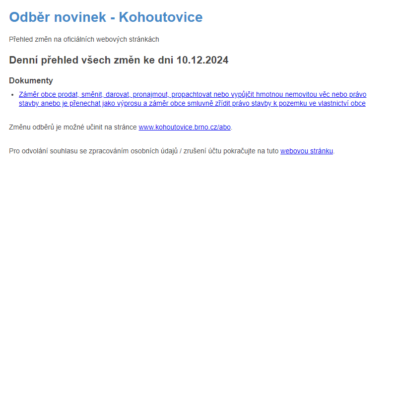 Odběr novinek ze dne 10.12.2024