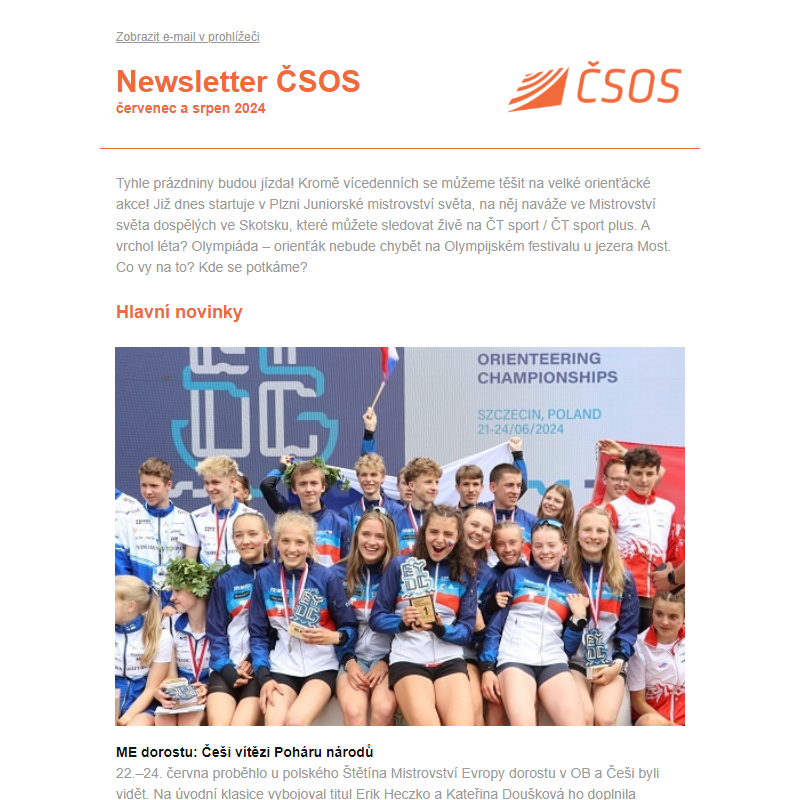 Newsletter ČSOS červenec a srpen 2024