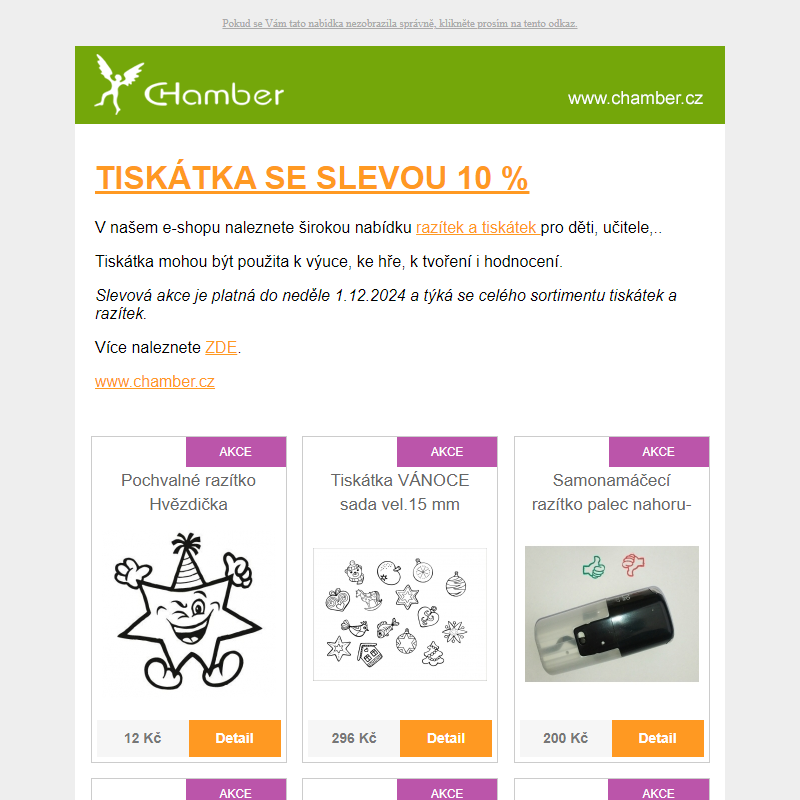 SLEVA 10 % na razítka a tiskátka od www.chamber.cz