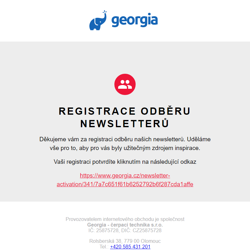 Registrace - odběr newsletterů
