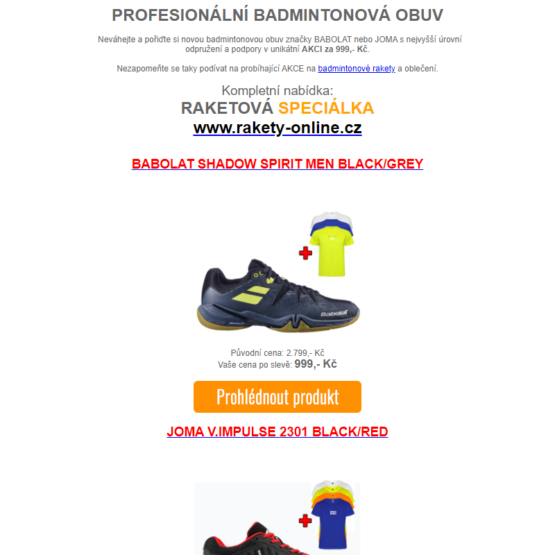 Profesionální badmintonová obuv za 999,- Kč