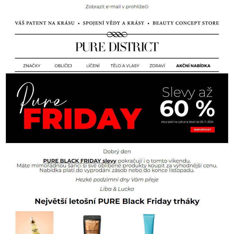 PURE BLACK FRIDAY i tomto víkendu: slevy až 60 %