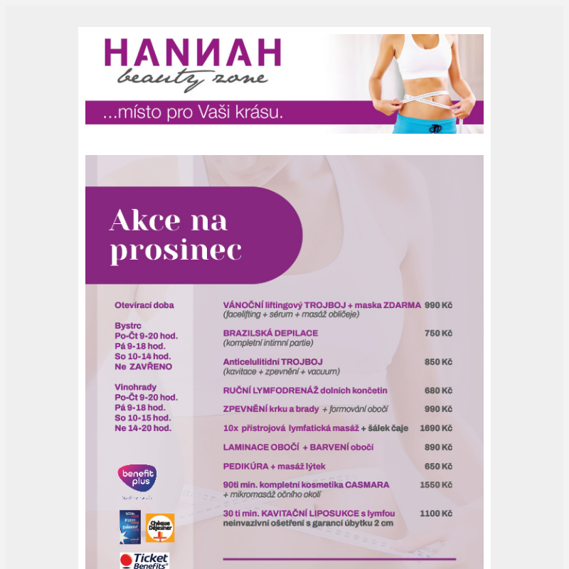 Akce prosinec HANNAH Beauty Zone