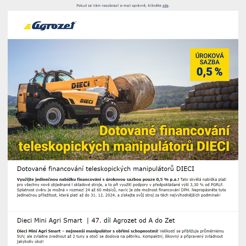 Dotované financování teleskopických manipulátorů DIECI