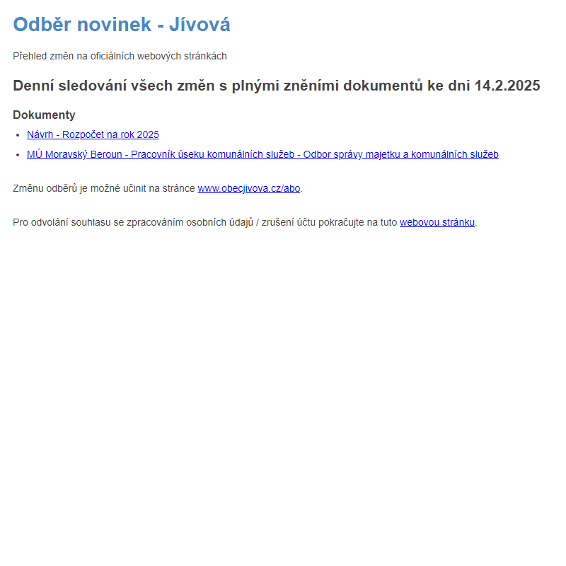 Odběr novinek (14.2.2025)