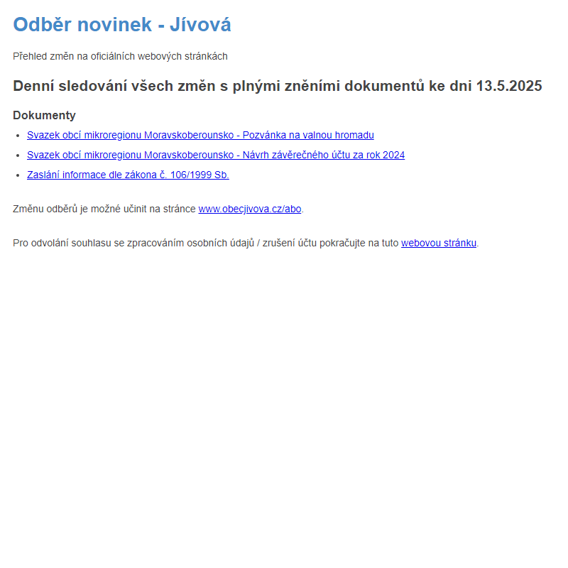 Odběr novinek (13.5.2025)