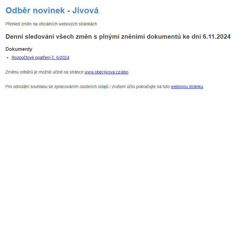 Odběr novinek (6.11.2024)