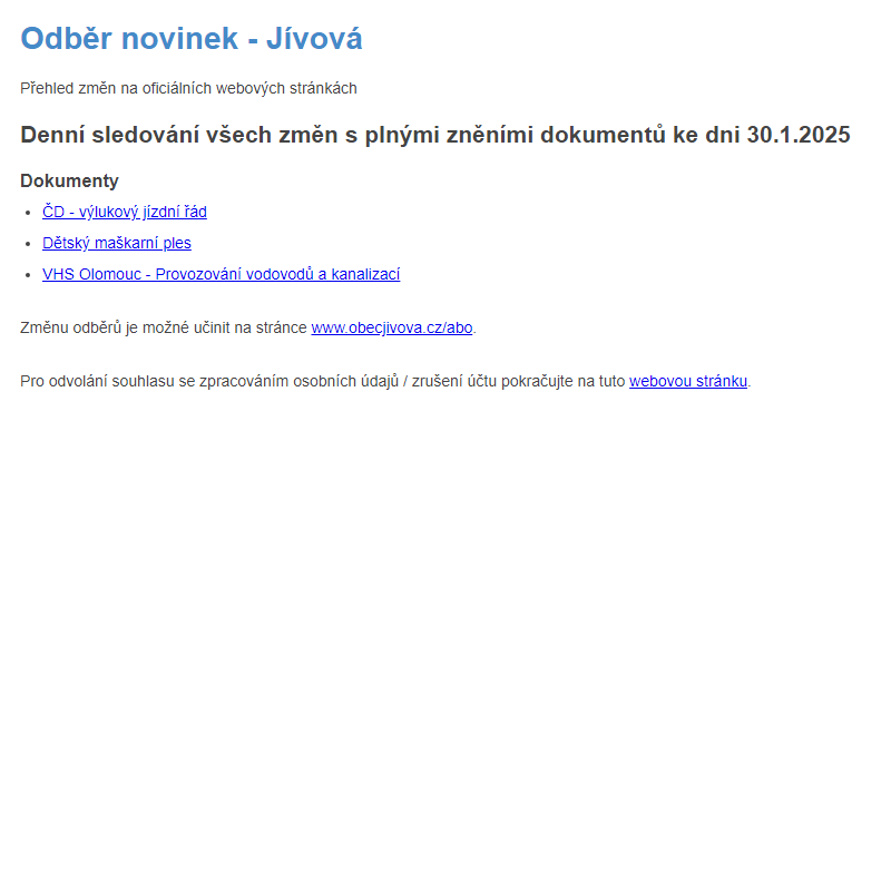 Odběr novinek (30.1.2025)