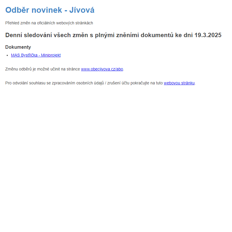 Odběr novinek (19.3.2025)