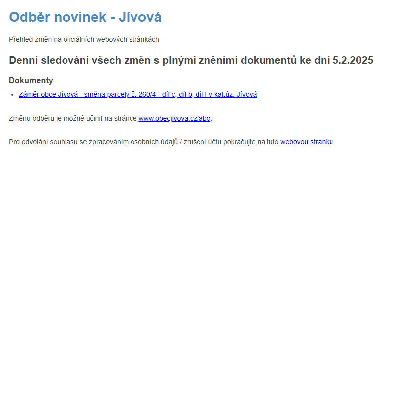 Odběr novinek (5.2.2025)