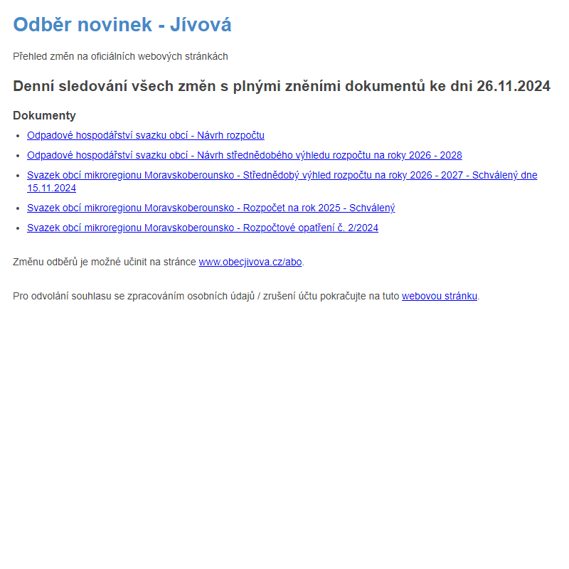 Odběr novinek (26.11.2024)