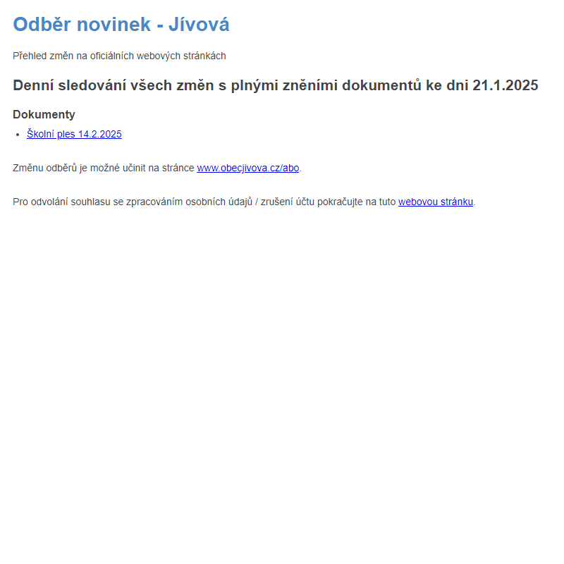 Odběr novinek (21.1.2025)