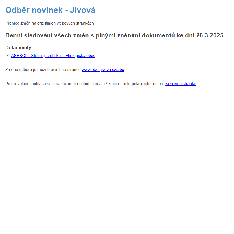 Odběr novinek (26.3.2025)