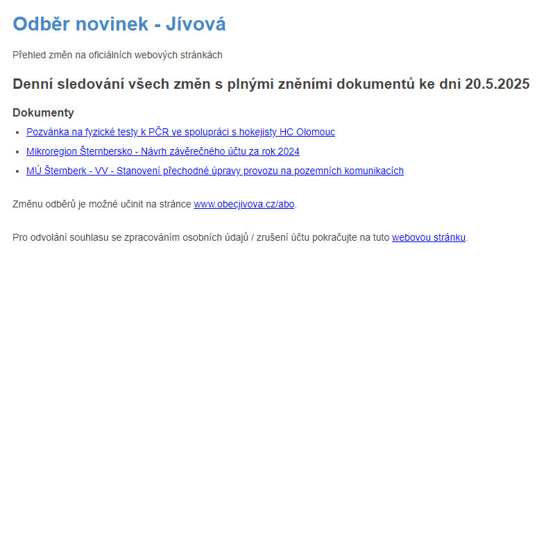 Odběr novinek (20.5.2025)