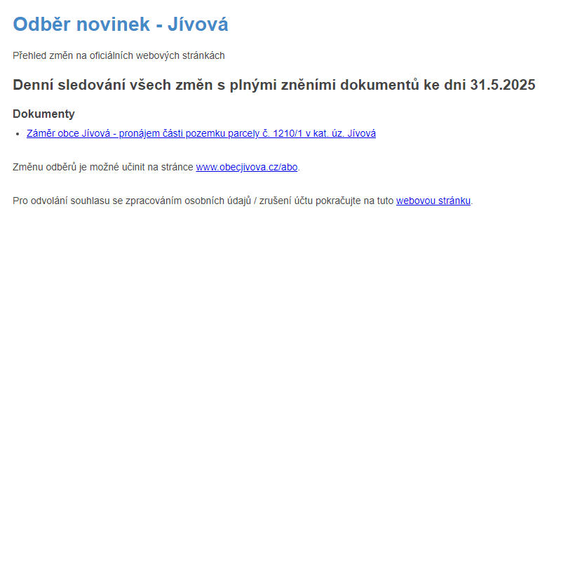 Odběr novinek (31.5.2025)