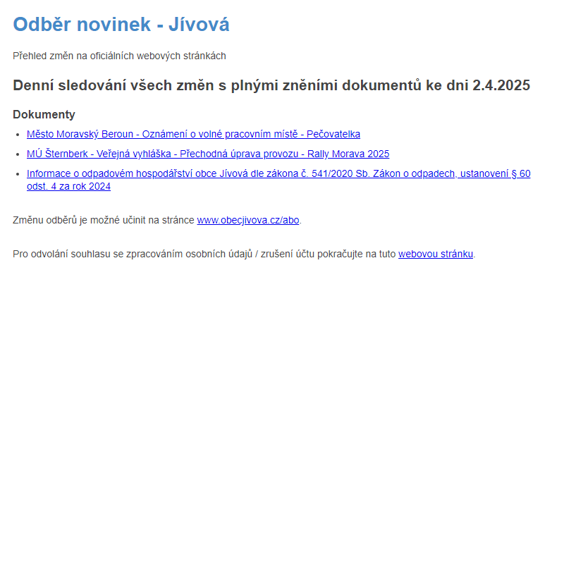Odběr novinek (2.4.2025)
