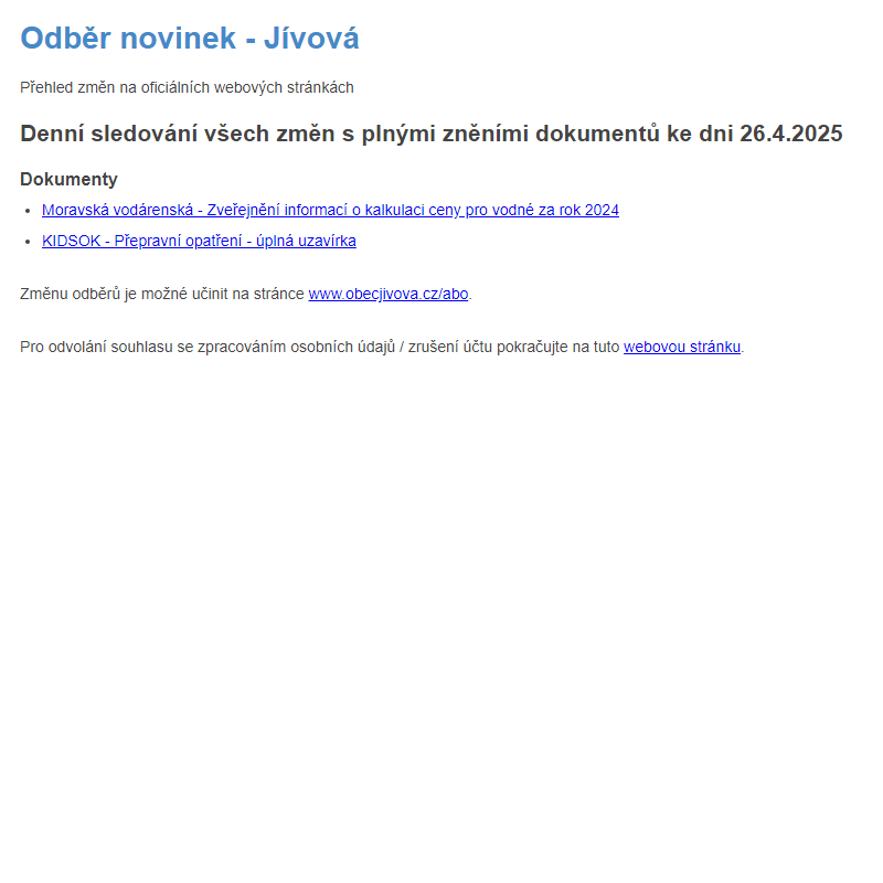 Odběr novinek (26.4.2025)
